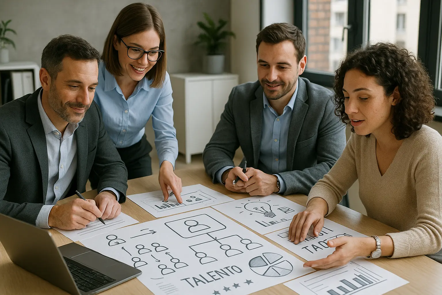 Equipo planificando gestión de talento